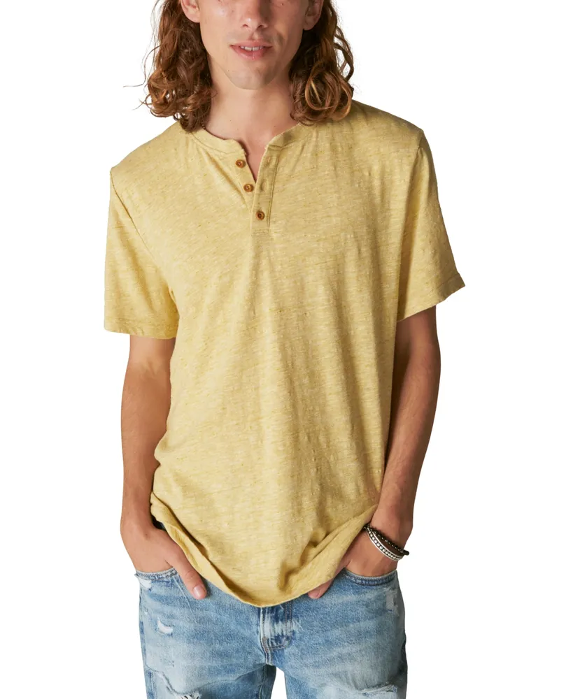 Lucky Brand Men's Linen Short Sleeves Henley T-shirt