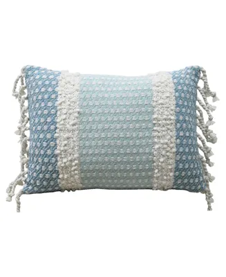 Vibhsa Linden Street Handwoven Buttknot Edging Decorative Pillow, 14'' x 20''