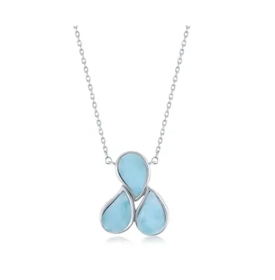 Sterling Silver Triple Pear-Shaped Larimar Necklace