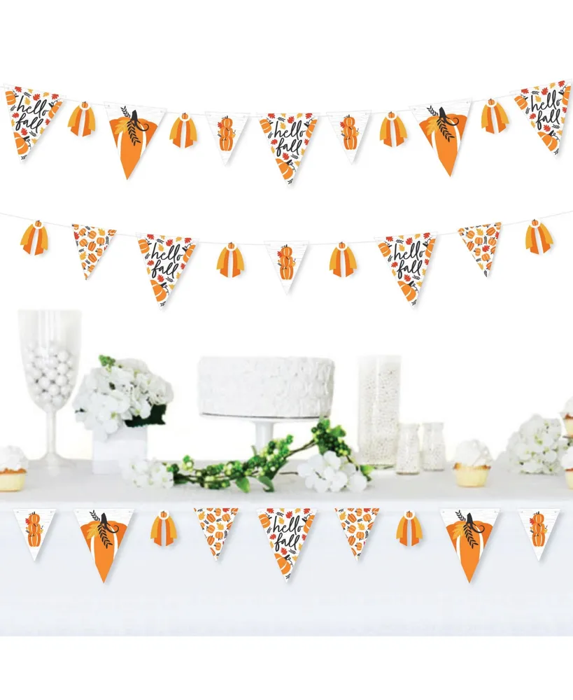 Fall Pumpkin - Diy Party Pennant Garland Decoration - Triangle Banner - 30 Pc