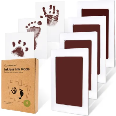 KeaBabies 4pk Inkless Ink Pad for Baby Hand and Footprint Kit, Clean Touch Dog Paw, Nose Print & Pet Safe