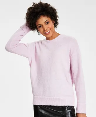 Bar Iii Women's Fuzzy-Knit Crewneck Sweater, Created for Macy's