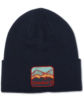 Timberland Men's Embroidered Mountain Logo Patch Beanie