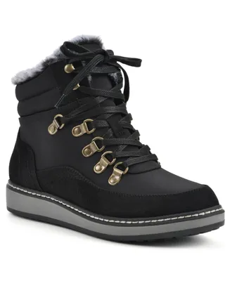 White Mountain Women's Tamasha Lace Up Cozy Booties