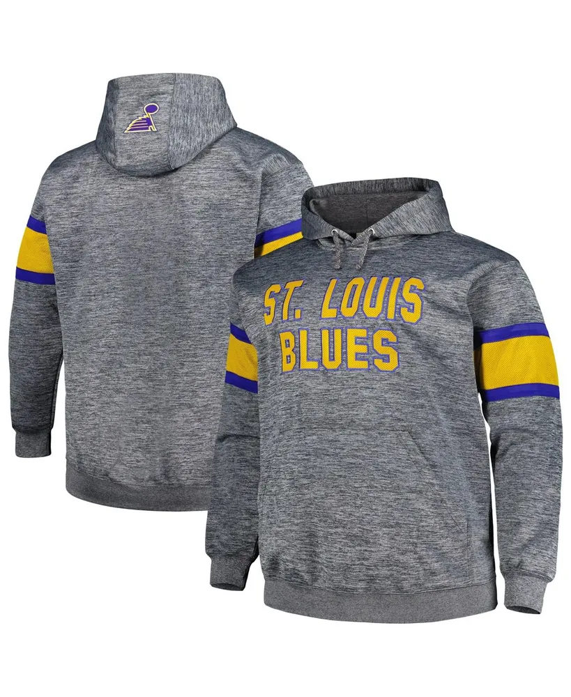 Men's Heather Charcoal St. Louis Blues Big and Tall Stripe Pullover Hoodie