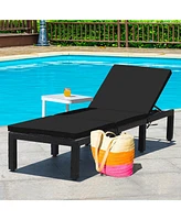 Costway Patio Rattan Lounge Chair Chaise Recliner Adjust Cushion