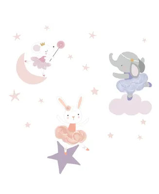 Bedtime Originals Tiny Dancer Ballet Animals & Stars Wall Decals- Elephant/Bunny