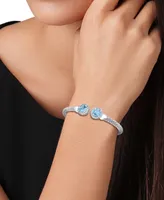 Blue Topaz (4-1/2 ct. t.w.) & Diamond (1/3 ct. t.w.) Mesh Cuff Bracelet in Sterling Silver