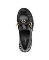 Guess Women's Almost Slip-On Lug Sole Round Toe Bit Loafer - Black Lux