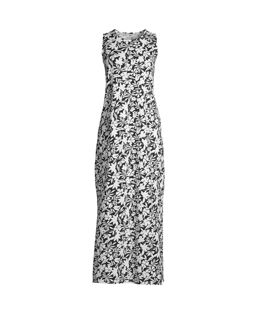 Lands' End Women's Cotton Jersey Sleeveless Swim Cover-up Maxi Dress