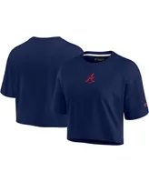 Women's Fanatics Signature Navy Atlanta Braves Super Soft Short Sleeve Cropped T-shirt