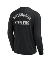 Men's and Women's Fanatics Signature Black Pittsburgh Steelers Super Soft Long Sleeve T-shirt