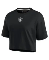 Women's Fanatics Signature Black Las Vegas Raiders Super Soft Short Sleeve Cropped T-shirt