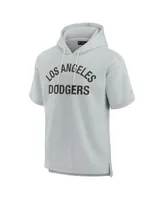 Men's and Women's Fanatics Signature Gray Los Angeles Dodgers Super Soft Fleece Short Sleeve Hoodie