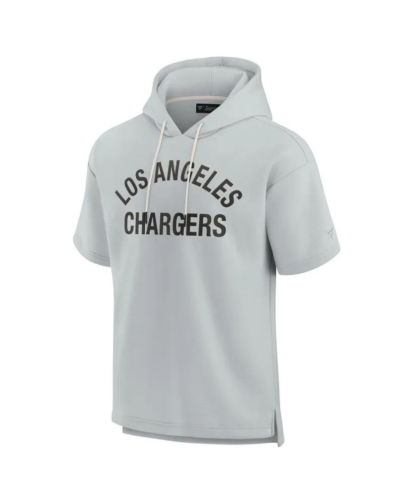 Men's and Women's Fanatics Signature Gray Los Angeles Chargers Super Soft Fleece Short Sleeve Hoodie