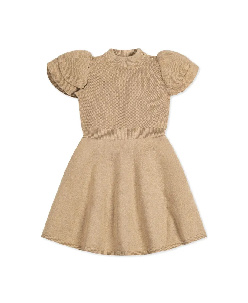 Hope & Henry Toddler Girls Short Double Flutter Sleeve Sweater Dress