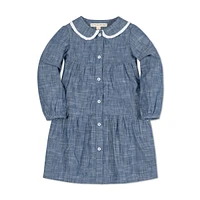 Hope & Henry Little Girls Long Sleeve Tiered Button Front Peter Pan Collar Dress