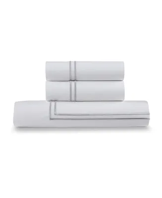 100% Cotton Percale 3pc Duvet Set with Satin Stitching, Full/Queen