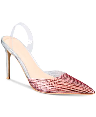 Aaj By Aminah Saatva Rhinestone Pointd-Toe Slingback Pumps