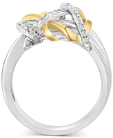 Effy Diamond Contrasting Intertwined Crisscross Ring (1/4 ct. t.w.) in Sterling Silver & 14k Gold-Plate