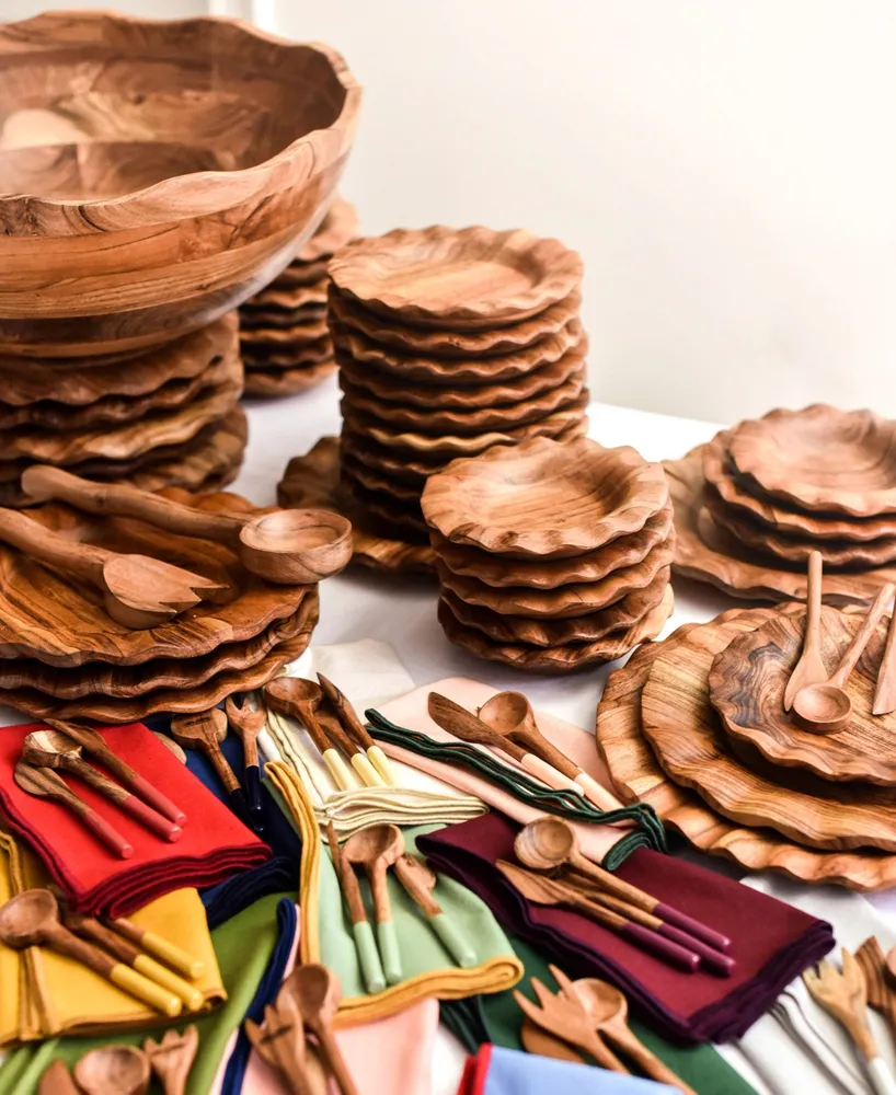 Coton Colors Fundamental Wood Ruffle Platter 13''