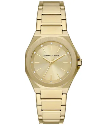 A|X Armani Exchange Women's Quartz Three Hand Gold-Tone Stainless Steel Watch 34mm