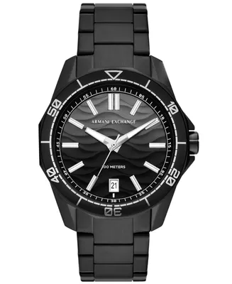 A|X Armani Exchange Men's Quartz Three Hand Date Black Stainless Steel Watch 44mm