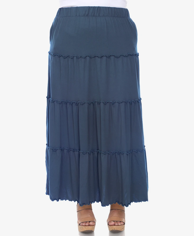 White Mark Plus Tiered Maxi Skirt