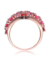 Genevive 18K Rose Gold Plated Red Cubic Zirconia Accent Ring