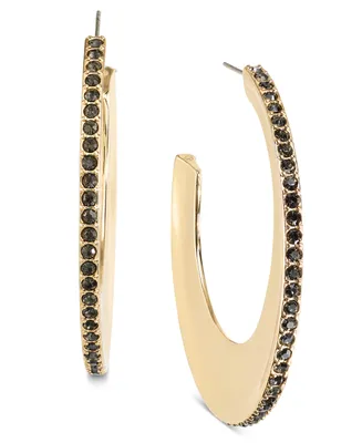 I.n.c. International Concepts Gold-Tone Color Pave-Trim C-Hoop Earrings, 2", Created for Macy's