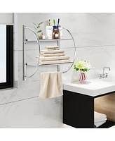 Costway 2 Tier Wall Mount Shower Organizer Toilet Bathroom Storage Rack Holder Towel Bar