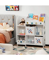 Kids Toy and Book Organizer Children Wooden Storage Cabinet
