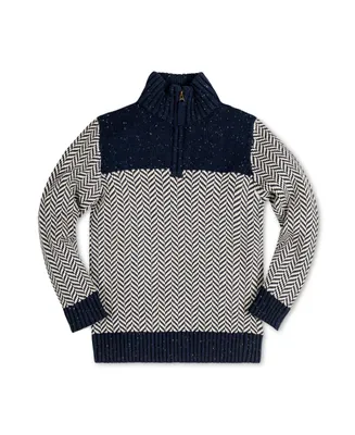 Hope & Henry Boys' Long Sleeve Half Zip Sweater with Yoke Detail, Infant