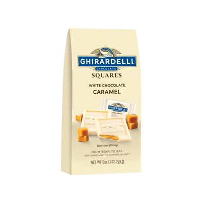 Ghirardelli White Chocolate Caramel Filled Squares, 5 Oz Bag (Case of 6)