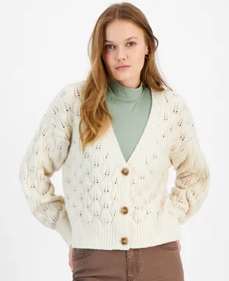 And Now This Women's Leaf-Stitch Cardigan Sweater