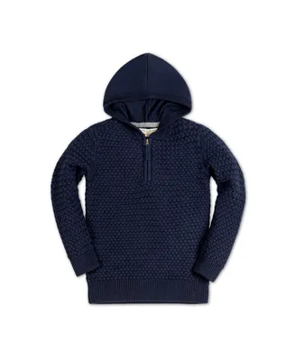 Hope & Henry Boys ganic Long Sleeve Hooded Half Zip Sweater