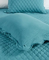 Closeout! Madison Park Nala Scalloped Edge Crinkle Microfiber 3 Piece Quilt Set, King/California King