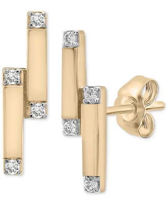 Audrey by Aurate Diamond Double Bar Stud Earrings (1/10 ct. t.w.) in Gold Vermeil, Created for Macy's