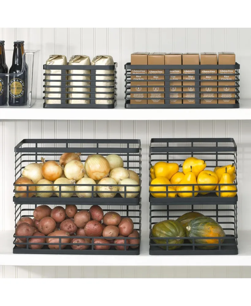 mDesign Metal Wire Organizer Basket for Kitchen/Pantry, 6 Pack, Matte Black