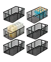 mDesign Metal Wire Organizer Basket for Kitchen/Pantry, 6 Pack, Matte Black