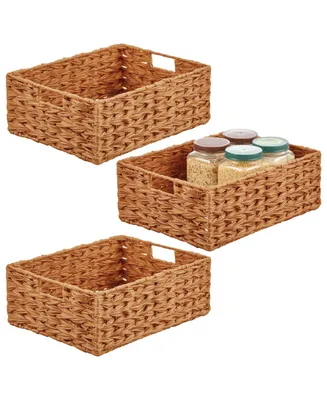 mDesign Woven Farmhouse Pantry Food Storage Bin Basket Box, - Pack