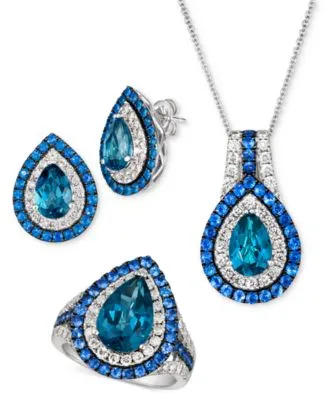 Le Vian Multi Gemstone Nude Diamond Double Halo Jewelry Collection In 14k White Gold