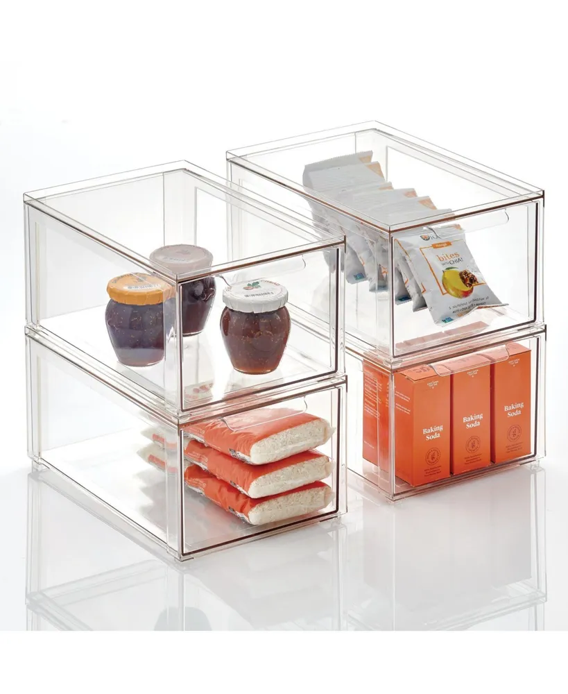 mDesign Stackable Kitchen Storage Bin Box with Pull-Out Drawer