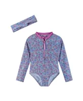 Andy & Evan Toddler Girls Toddler/Child One Piece Rash guard Set