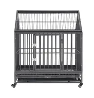 vidaXL Dog Cage with Wheels and Roof Steel 36.2"x24.4"x41.7"