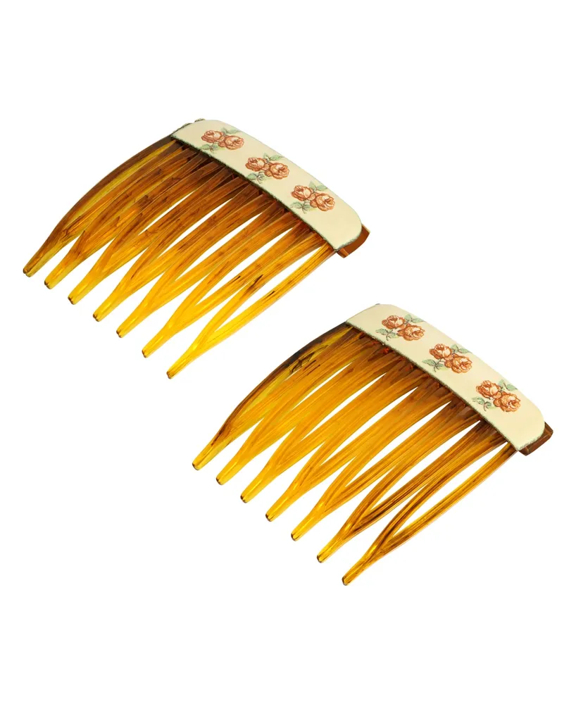 2028 Acrylic Floral Hair Comb Set, 2 Piece