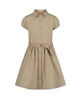 Nautica Big Girls Uniform Belted Poplin Shirt Dress