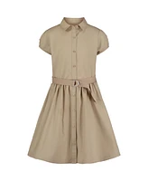 Nautica Plus Girls Uniform Belted Poplin Shirt Dress