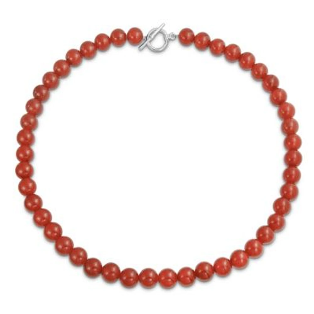 Bling Jewelry Plain Simple Smooth Classic Red Natural Carnelian Round 10mm Bead Strand Necklace For Women Silver Plated Clasp