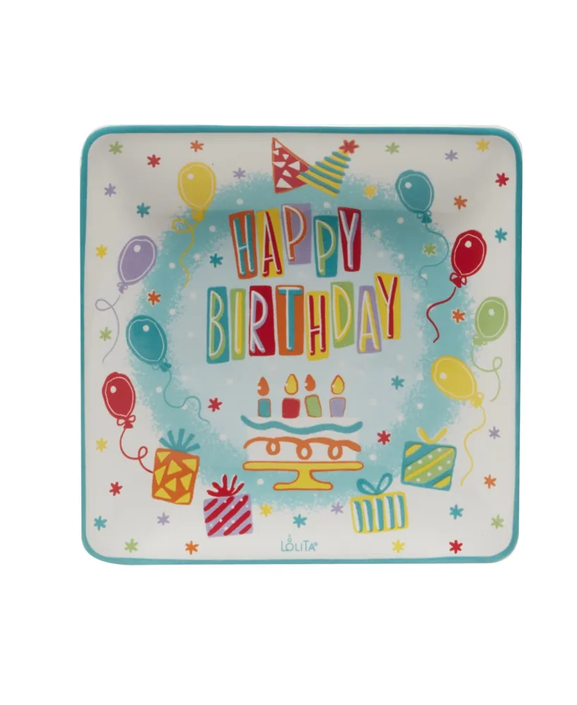 Certified International Lolita Birthday Bash 4 Piece Canape Plate Square